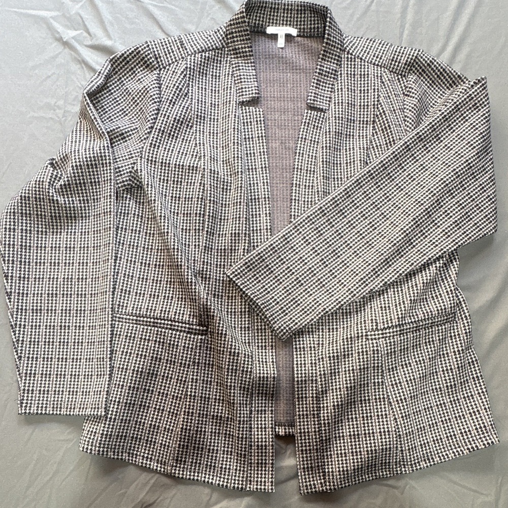 Maurices Women's Black White Houndstooth Open Front Jacket Pockets Stretch 2XL